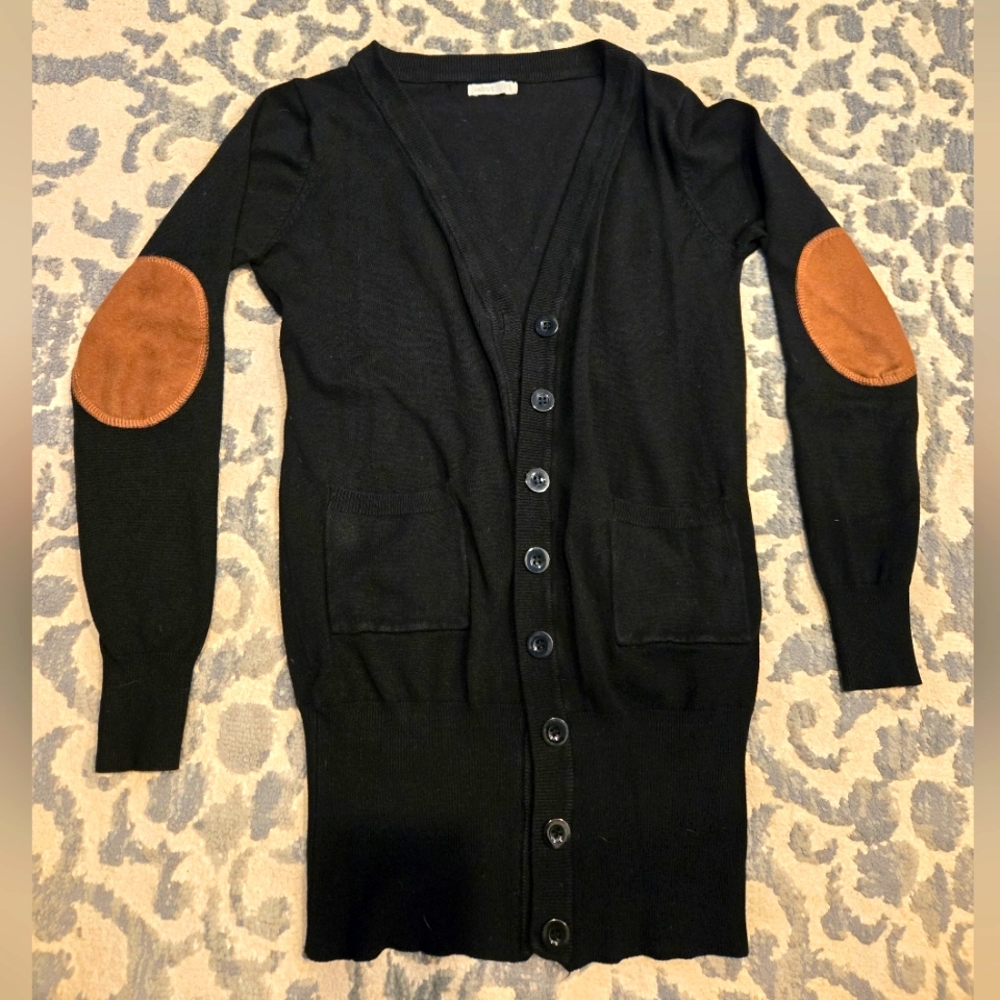 Debut Button Front Black Cardigan Sweater. Size Medium